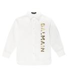 Хлопковая рубашка с логотипом Balmain, белый - фото