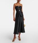 Украшенное платье миди с поясом Self-Portrait, черный - фото 2