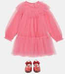 Платье из тюля с оборками Monnalisa, Sachet Pink - фото 2