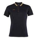 Футболка поло унисекс черная LINING - фото