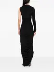 Платье с одним рукавом и драпировкой Mugler, черный - фото 4