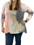 Топ Tie Dye 3/4 в коралловом/сером цвете honeyme - фото