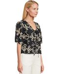 Топ CeCe Embrodiery Short Sleeve Open Tie Front Top, цвет Night Shade - фото 2