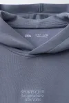 Худи с принтом слогана и модалом Zara, синий - фото 3