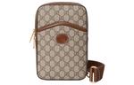 GUCCI Сумка-мессенджер из холста с кожаной отделкой - фото
