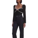 Топ с бантом diamante Self-portrait, черный - фото 5