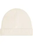 Шапка бини в рубчик с нашивкой-логотипом Courrèges, бежевый - фото