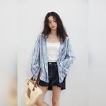 NEVER RULE Рубашка Women's Blue Lapel Moderate Others - фото 5