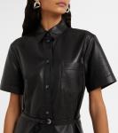Кожаное платье-рубашка Kiera Altuzarra, черный - фото 4