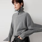 ELLE Свитер Women's Medium Gray Lapel Moderate Others - фото 5