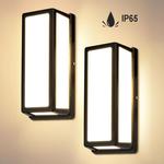 Комплект из 2 светодиодных настенных светильников, для наружного и внутреннего освещения, водонепроницаемость IP65, настенный светильник 30 Вт, алюминий, уличный светильник, ночник для входа, сада, балкона, гаража, коридора, теплый белый Rosikey, черный - фото