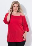 Топ MIAMODA SCHULTER CUTOUT 3/4-ÄRMEL, Neon Red/Red - фото