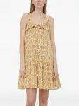 Мини-платье из хлопка с цветочным принтом Notes du Nord, желтый - фото