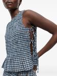 Клетчатый топ GANNI, синий - фото 5