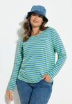 Топ LAURASØN STRIPED CREW NECK , Matt Blue/Mottled Blue - фото 6