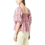 Топ-блузка с цветочным принтом GANNI, розовый - фото 5