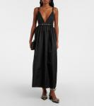 Платье миди из дюшеса с поясом Ganni, черный - фото 2