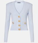 Кардиган в рубчик Balmain, Bleu Pale - фото