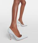 Туфли-лодочки из денима с декором Elsa 105 Amina Muaddi, Light Denim - фото 4