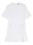 Платье с оборками на кармане Ganni, белый - фото