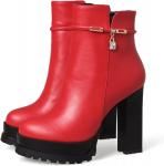 Женские классические ботильоны на платформе Scaoruki, 100 Red - фото 2