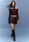 Юбка Stradivarius Mini skirt, Bordeaux - фото 5