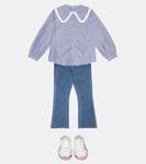 Полосатая хлопковая блузка Il Gufo, Ink Blue - фото 2