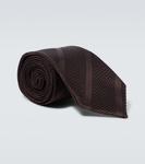 Полосатый шелковый галстук Tom Ford, кофе - фото