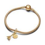 Шарм Paris Eiffel Tower Lab-Grown Diamond Engravable Double Dangle Pandora, покрытие - золото - фото 3