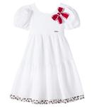 Платье из хлопка с бантом Monnalisa, Bianco+Maculato - фото