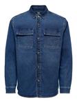 Рубашка ONLY Jeans Denim Langarm Shirt Freizeit Shacket ONSCAMON, синий - фото