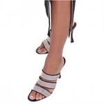 Серебряные босоножки с камнями STAUD - фото 2