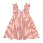 Платье Via для девочек в оранжево-розовую полоску Pink Chicken - фото 3