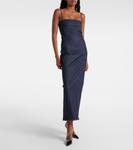 Джинсовое платье миди Alaïa, Bleu Fonce - фото 2