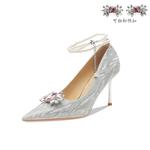 Ainer-cat Ainer cat Slim Heel High Heels 8cm Women's Silver - фото 4