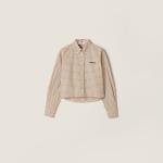 Клетчатая рубашка MIU MIU, бежевый корк - фото