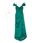 Платье макси со складками TARIK EDIZ, зеленый - фото