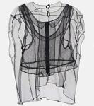 Топ из сетки с оборками Acne Studios, черный - фото