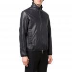 Кожаная куртка EMPORIO ARMANI, темно-синий - фото 4