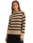 Женский полосатый свитер Gilly LILYSILK, Black&toffee stripes - фото 3