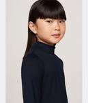 Платье детское Tommy Hilfiger с воротником-стойкой и поясом, синий - фото 3