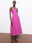 Платье миди Wispa Gathered Side Strapless Mango, Bright Pink - фото 2