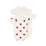 Боди LOT DE 3 CROISÉS MANCHES COURTES CUR Petit Bateau, цвет white red - фото