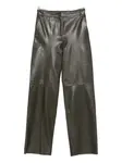 Кожаные брюки прямого кроя Antonelli, зеленый - фото