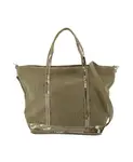 Сумка-Шоппер из льна цвета хаки Vanessa Bruno, зеленый - фото