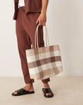 Плетеная клетчатая сумка-шоппер ASOS DESIGN - фото 2