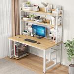 Компьютерный стол с полками Xinmeikai, домашний письменный стол для спальни, компактный ученический стол для небольших квартир и съемного жилья, черная рама + темный орех [с сетчатой спинкой], 100х60х170 см - фото 9