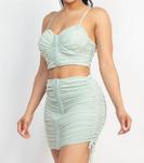 Комплект Krystal: юбка и топ-бра в цвете шалфей Shopirisbasic, Sage - фото 3