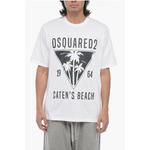 Футболка с круглым вырезом и переливающимся принтом Dsquared2, White - фото