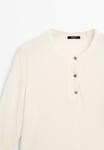 Топ Massimo Dutti ROUND BUTTONED NECK, Beige - фото 7